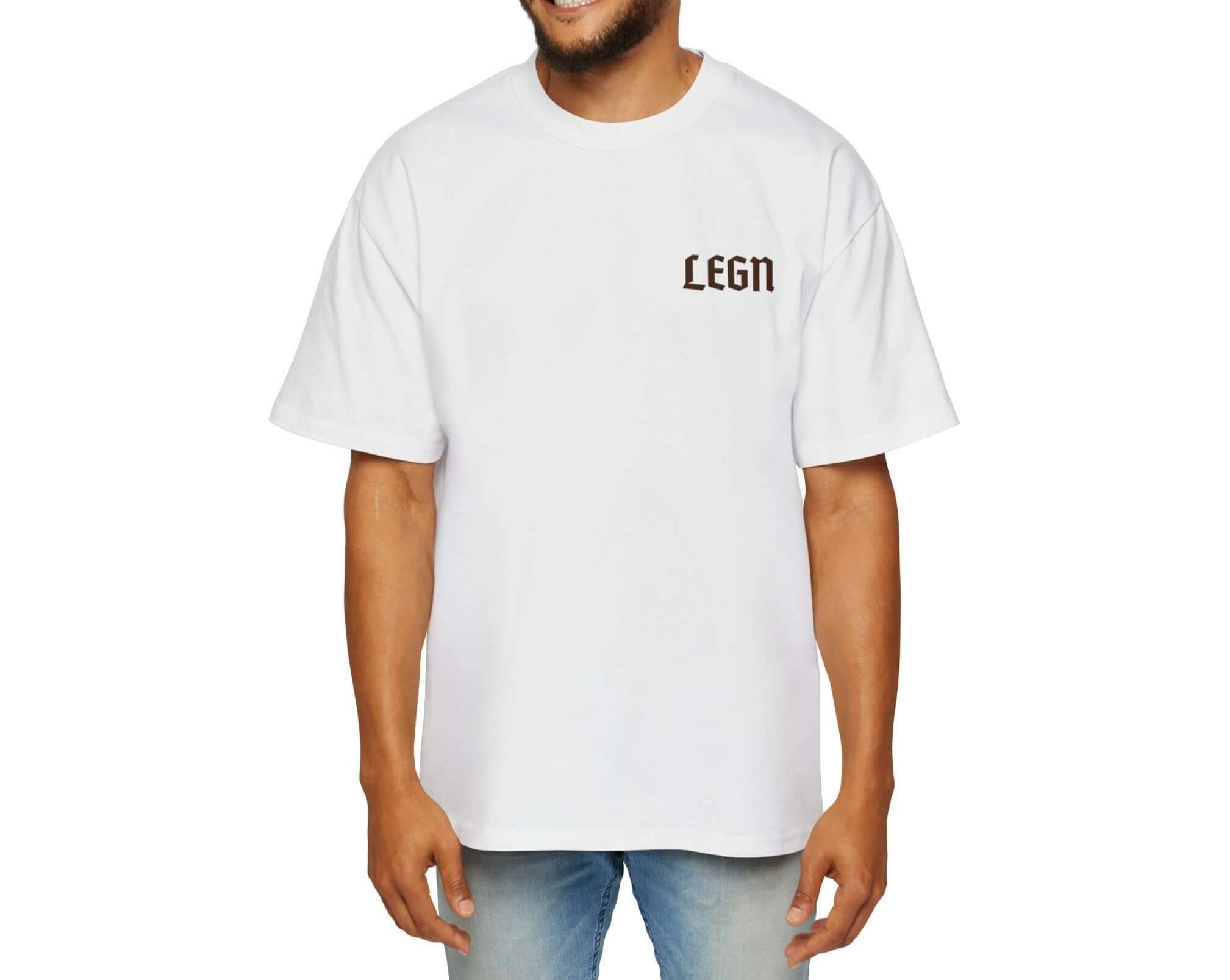 LEGN "Less Talking More Lifting" oversized heavyweight t-shirt, gym and streetwear statement piece.